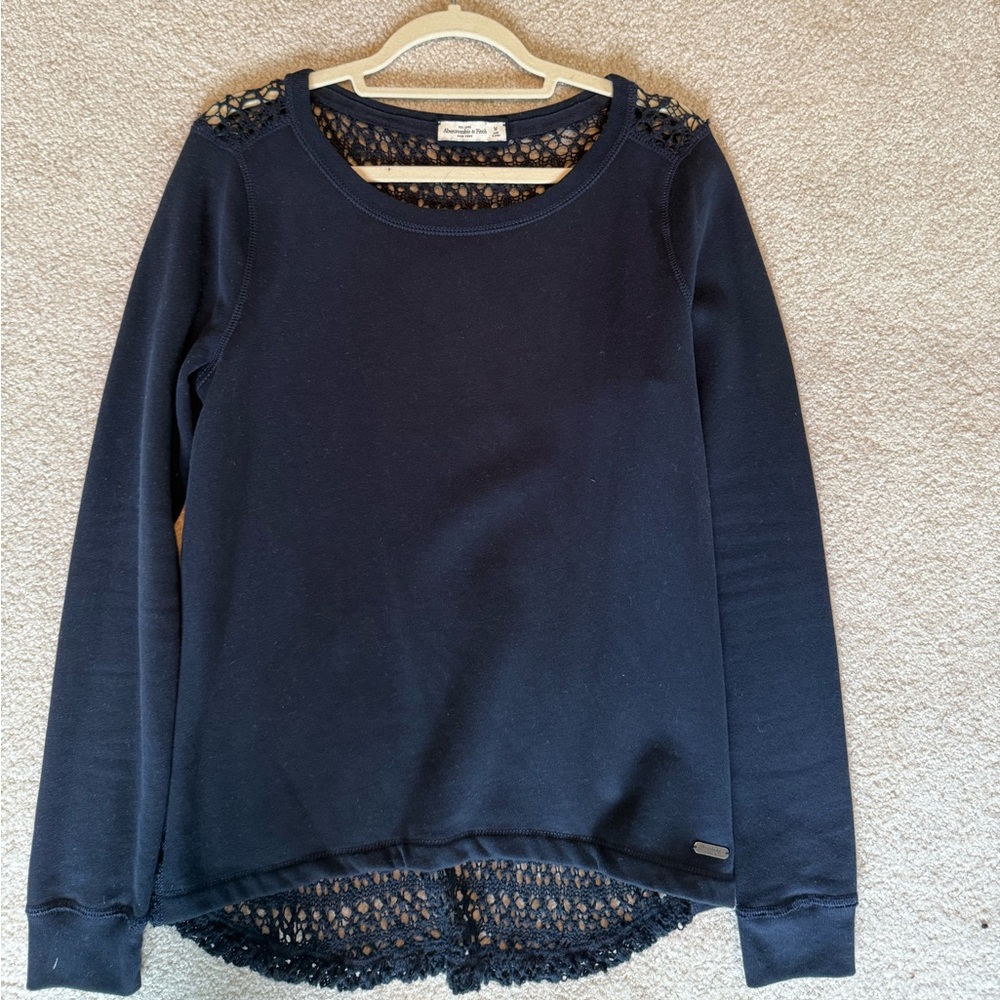 Abercrombie & Fitch Blue Embellished Sweatshirt Size M EUC
